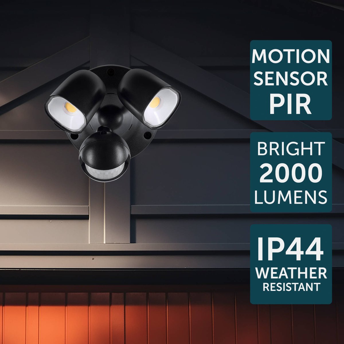 Brilliant Frontier B22 DIY Twin LED 20W Security Light Black, Motion Sensing, Weather Resistant Outdoor 22594/06