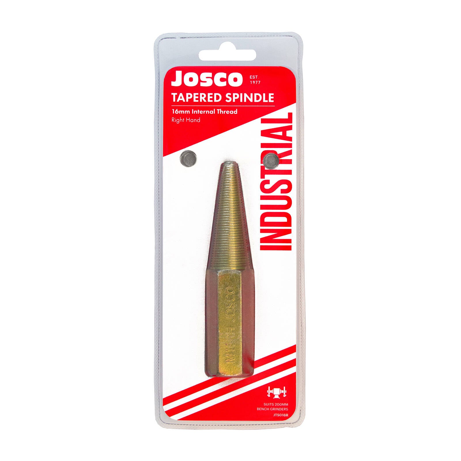 Josco 16mm M16 Right Hand Tapered Spindle for 200mm Bench Grinder