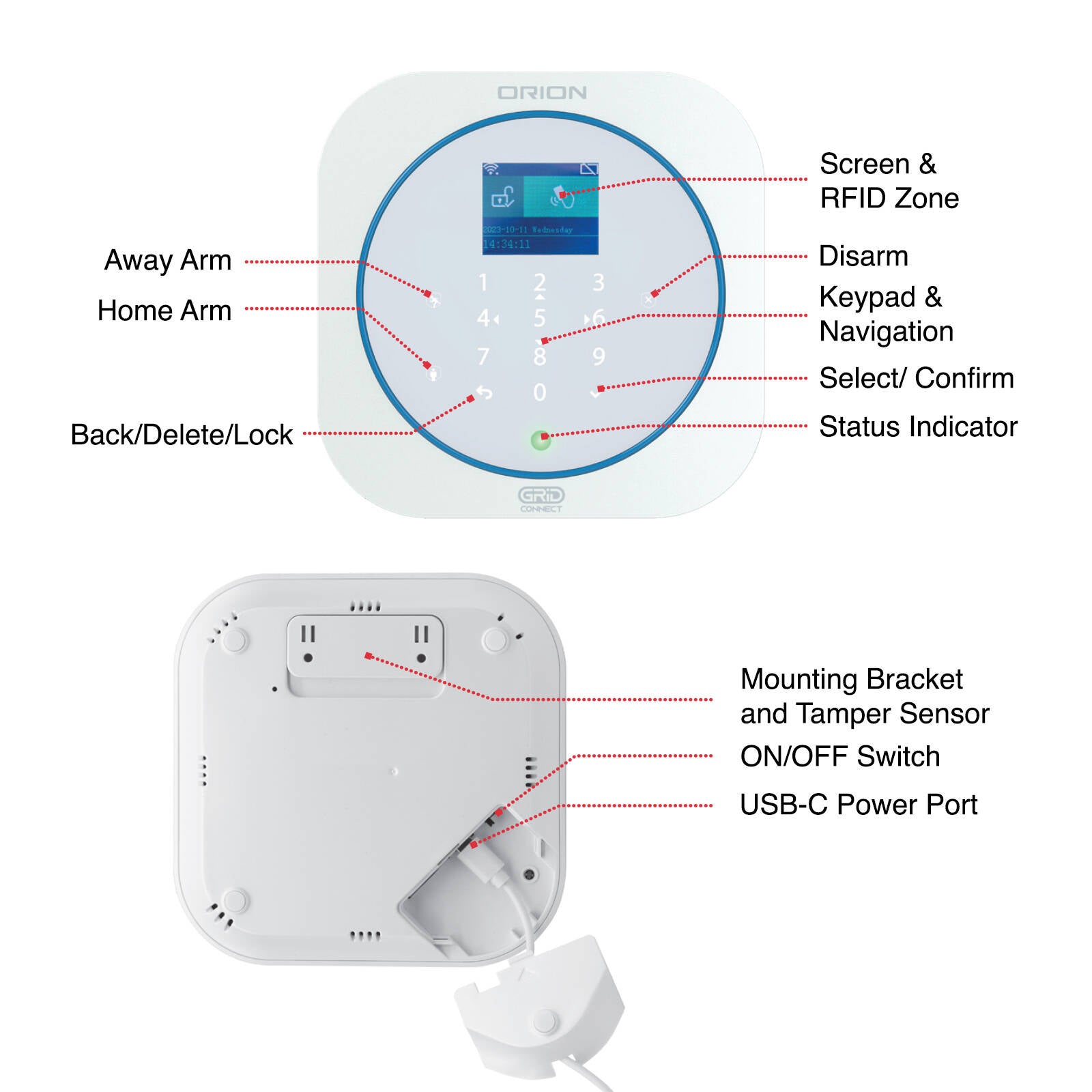 Orion Smart Alarm System Kit DA522HA with Keypad, 4 Sensors, Motion & Contact, Battery Back-Up