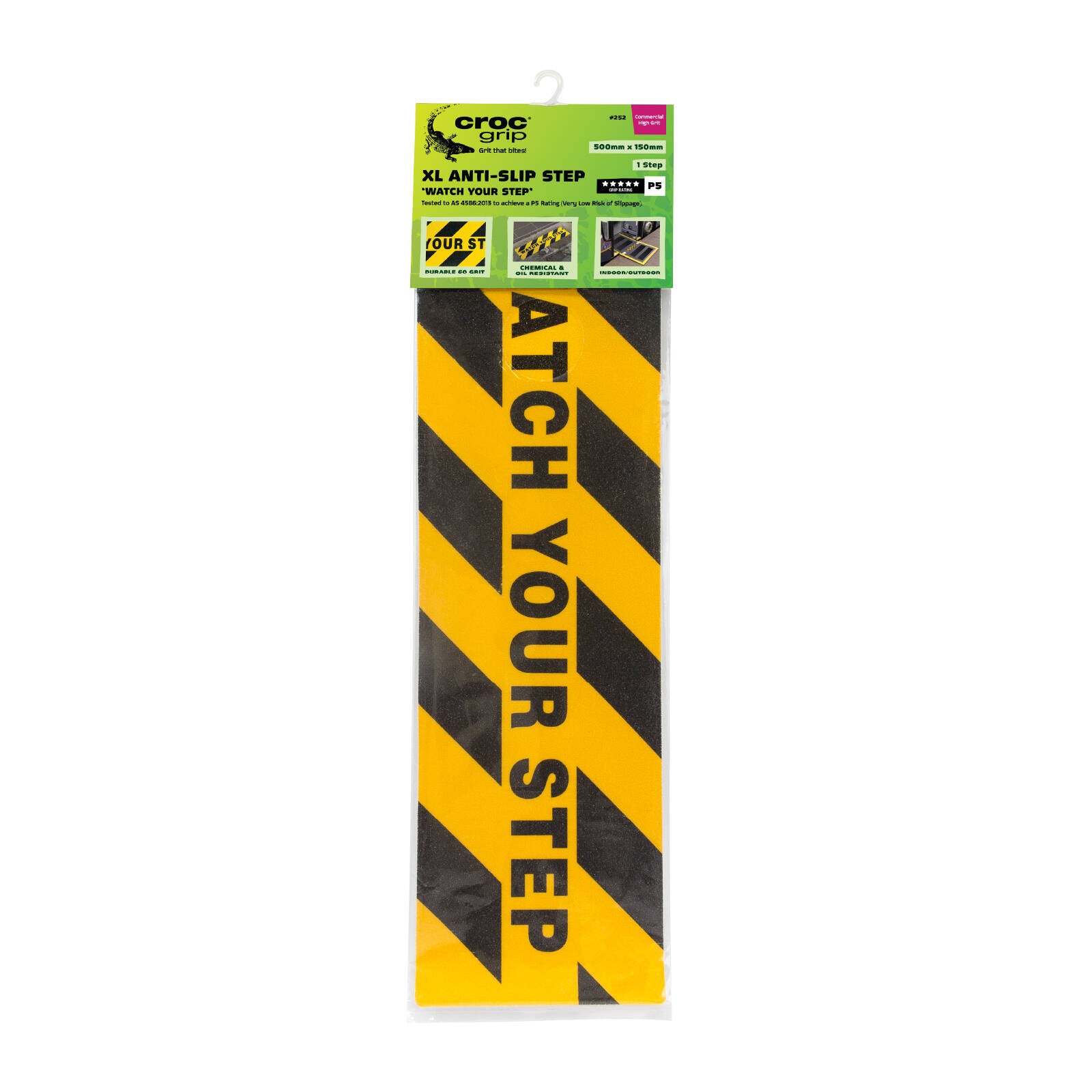 Croc Grip 500 x 150mm XL Watch Your Step Yellow and Black Anti-Slip Step
