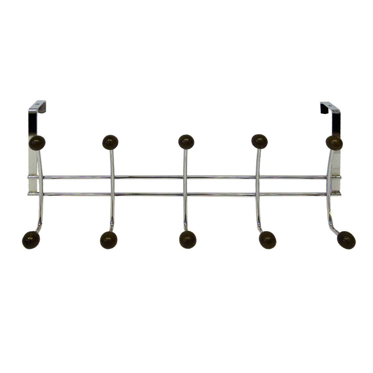 Adoored 10 Hook Over-The-Door Ball Deco Hook Rack Steel - Polished Chrome