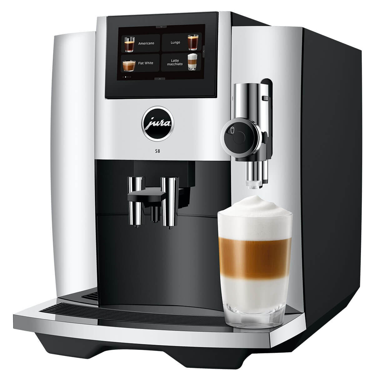 Jura S8 Automatic Coffee Machine - 27 Coffee Specialities, Sweet Foam, Chrome - 15651