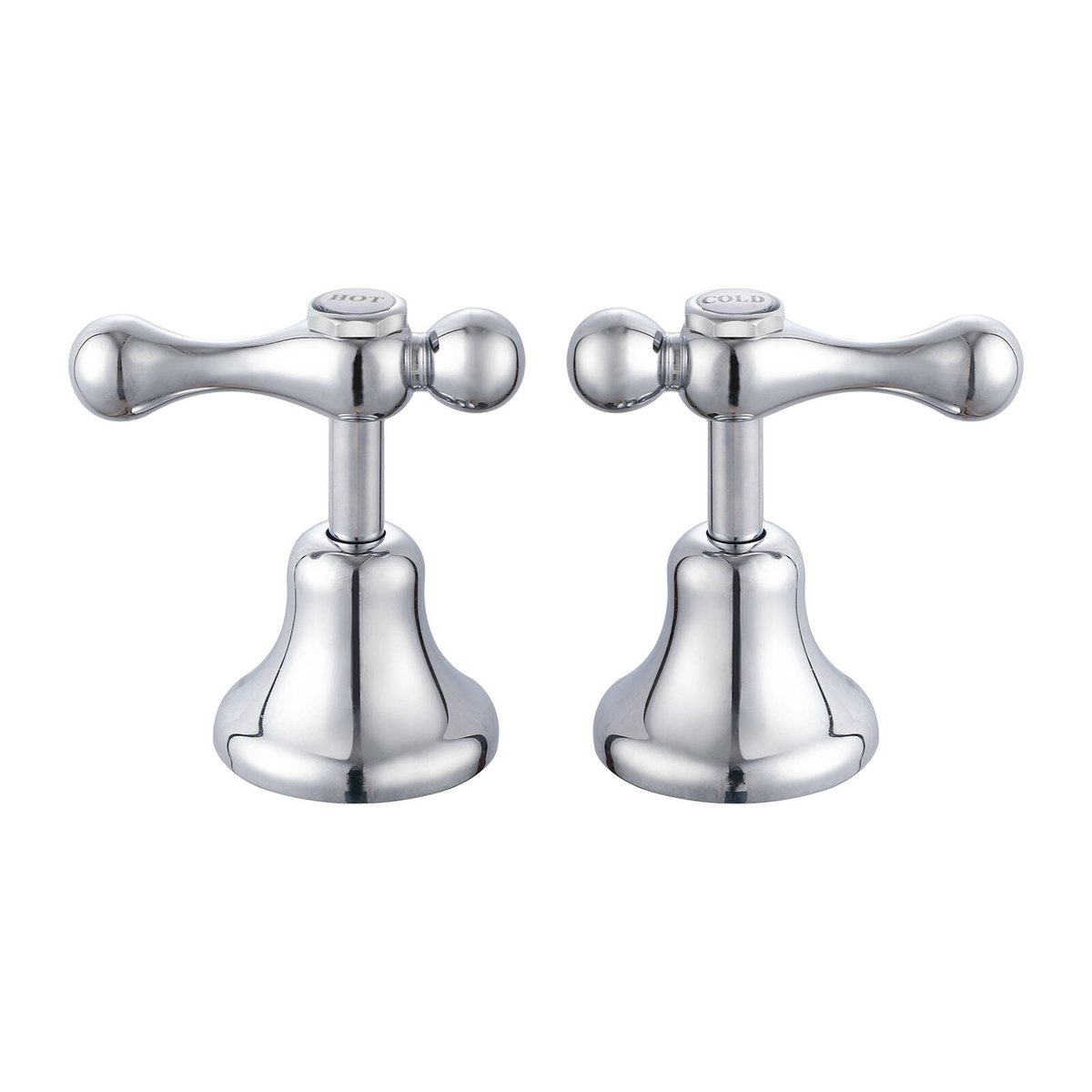 Shaw & Mason Chrome 1/4 Turn Lever Basin Top Assembly - Brass, Pair