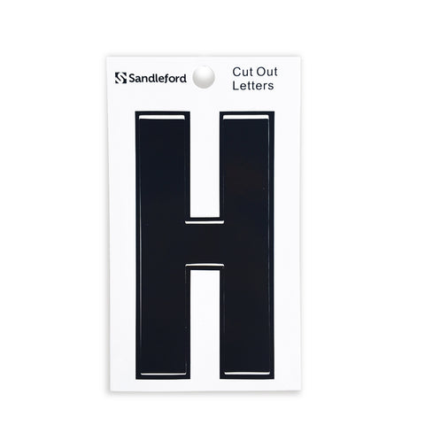 Sandleford 85mm Black Self Adhesive Cut Out House Letter H - Weather Resistant