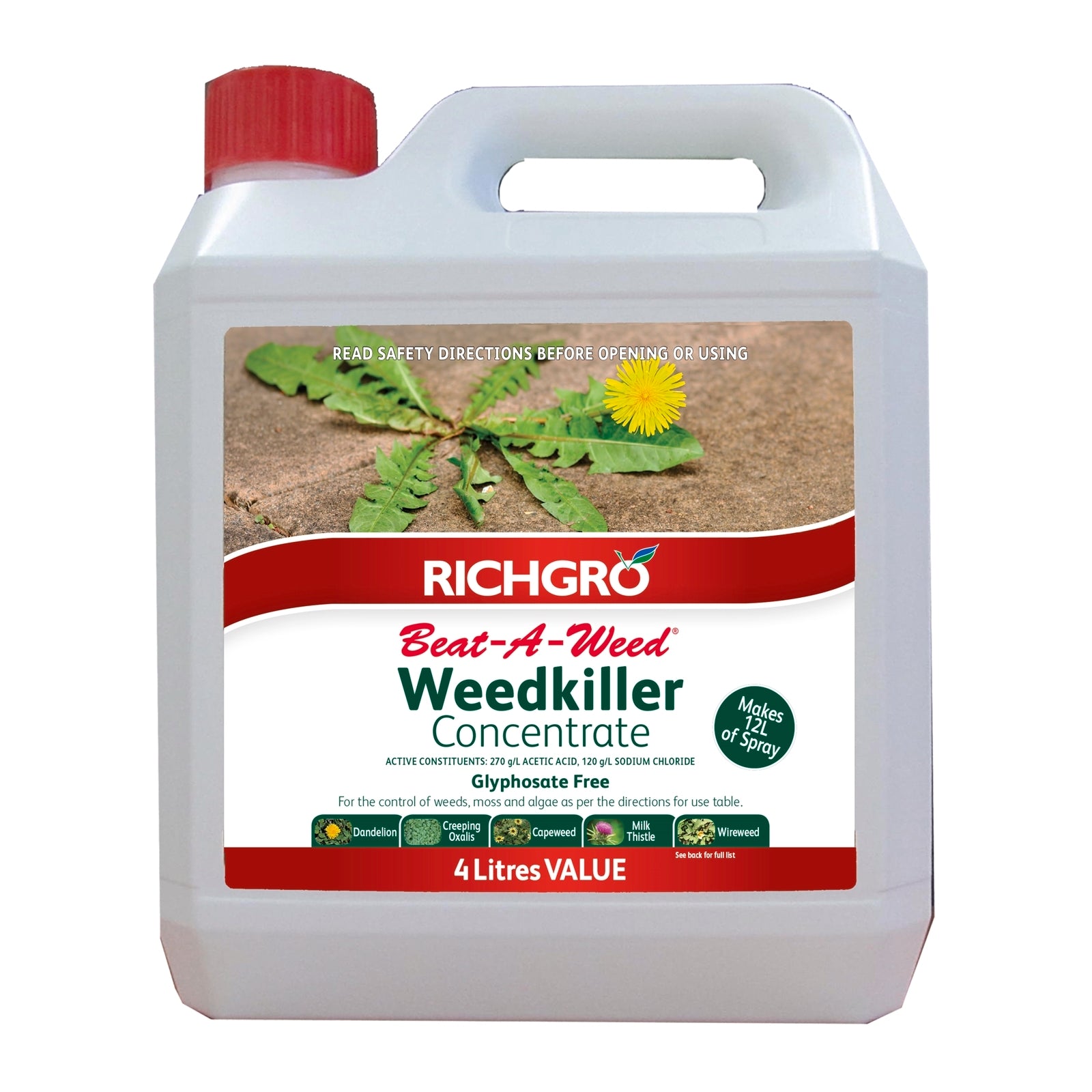 Richgro 4L Beat-A-Weed Liquid Concentrate Weed Killer Refill Non Selective