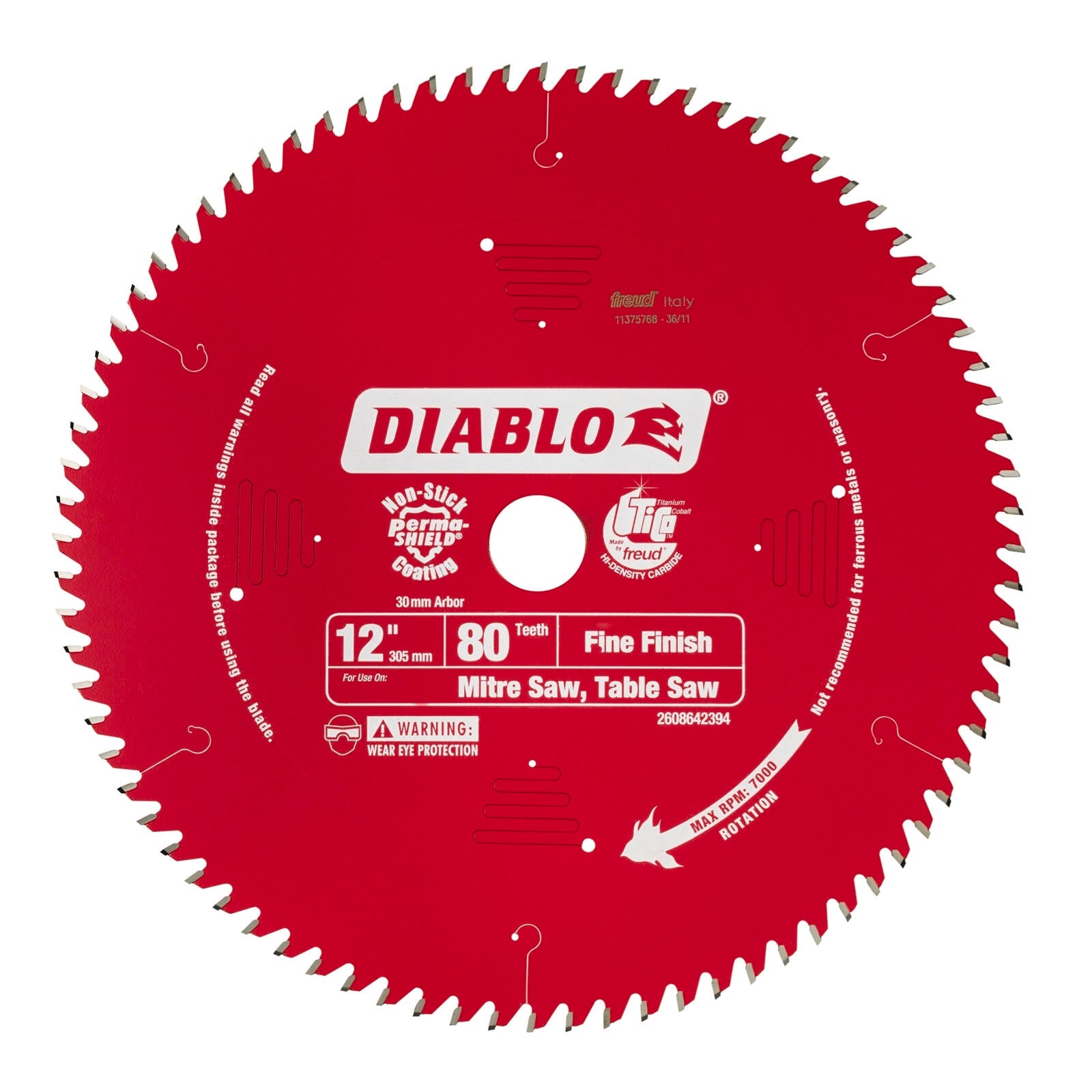 Diablo 305mm 80T Fine Finish Mitre Saw Blade 30mm Arbor