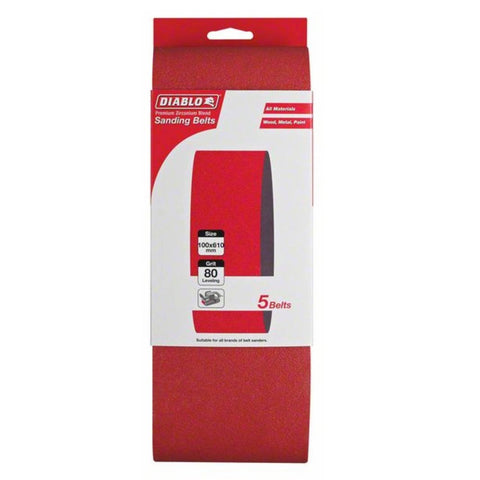 Diablo 100x610mm 80 Grit Abrasive Belt 5 Pack Clog Shield Durable - SuperSaverAU - view 1