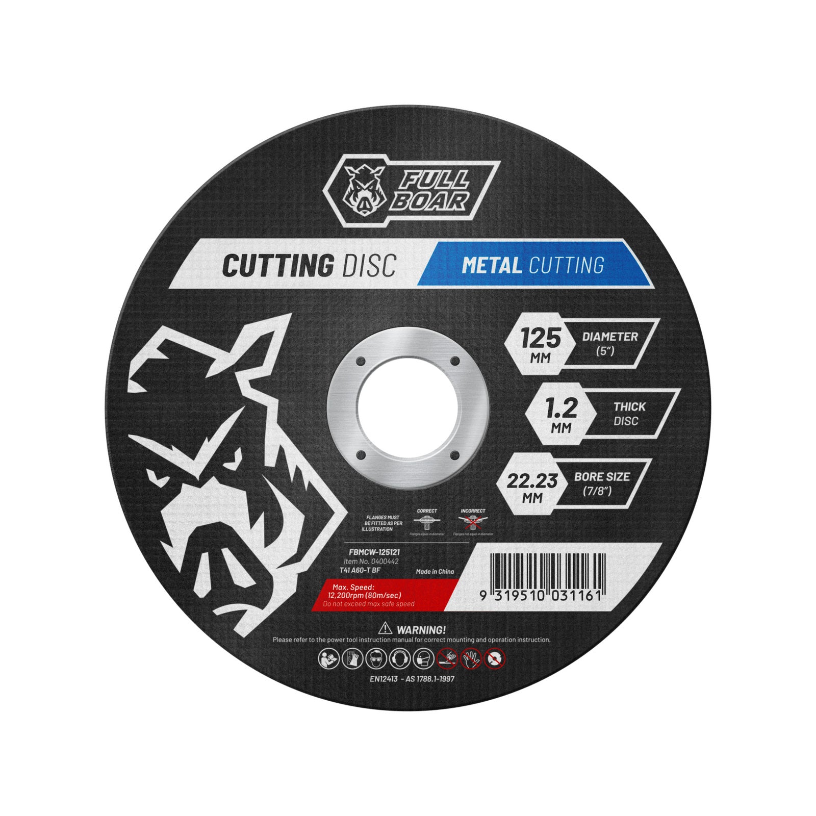 Full Boar 125mm (5") x 1.2 x 22.23mm Fine Finish Metal Cutting Disc