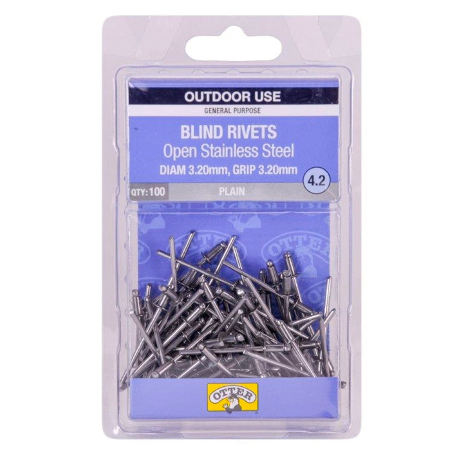 Otter 3.2 x 3.2mm Open Stainless Steel Blind Rivets 100 Pack