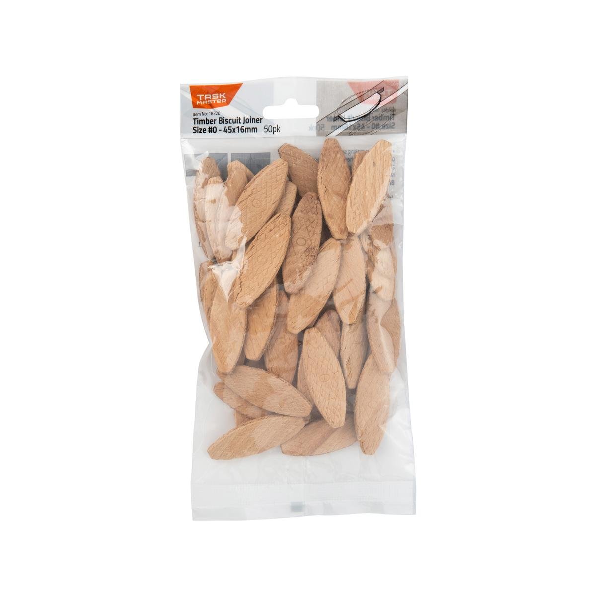 Taskmaster Biscuit Joiner 0 45 x 16mm - 50 Pack - Natural Timber - Accurate Joints - SuperSaverAU - view 1