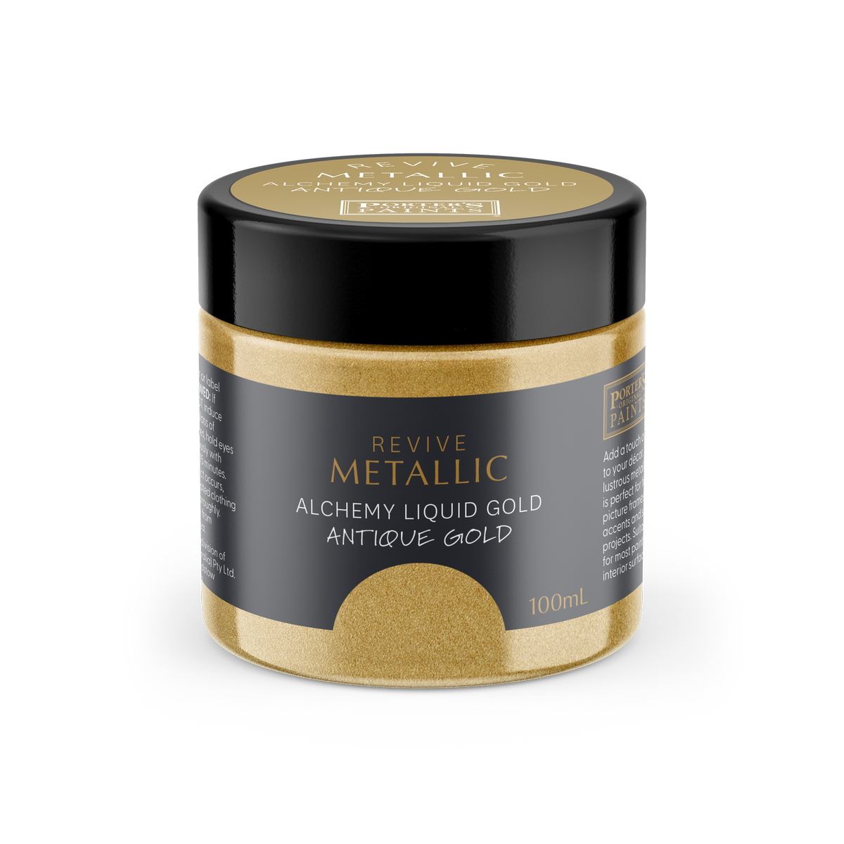 Porter S Paints 100ml Metallic Antique Gold Furniture Paint - Water-Based - Easy Clean - SuperSaverAU - view 1