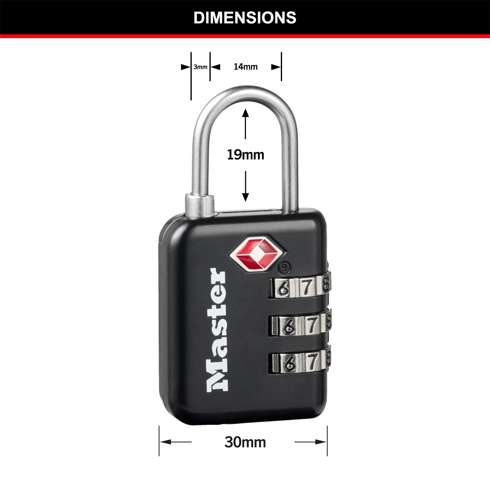 Master Lock 30mm Brass Steel Luggage Combination Padlock