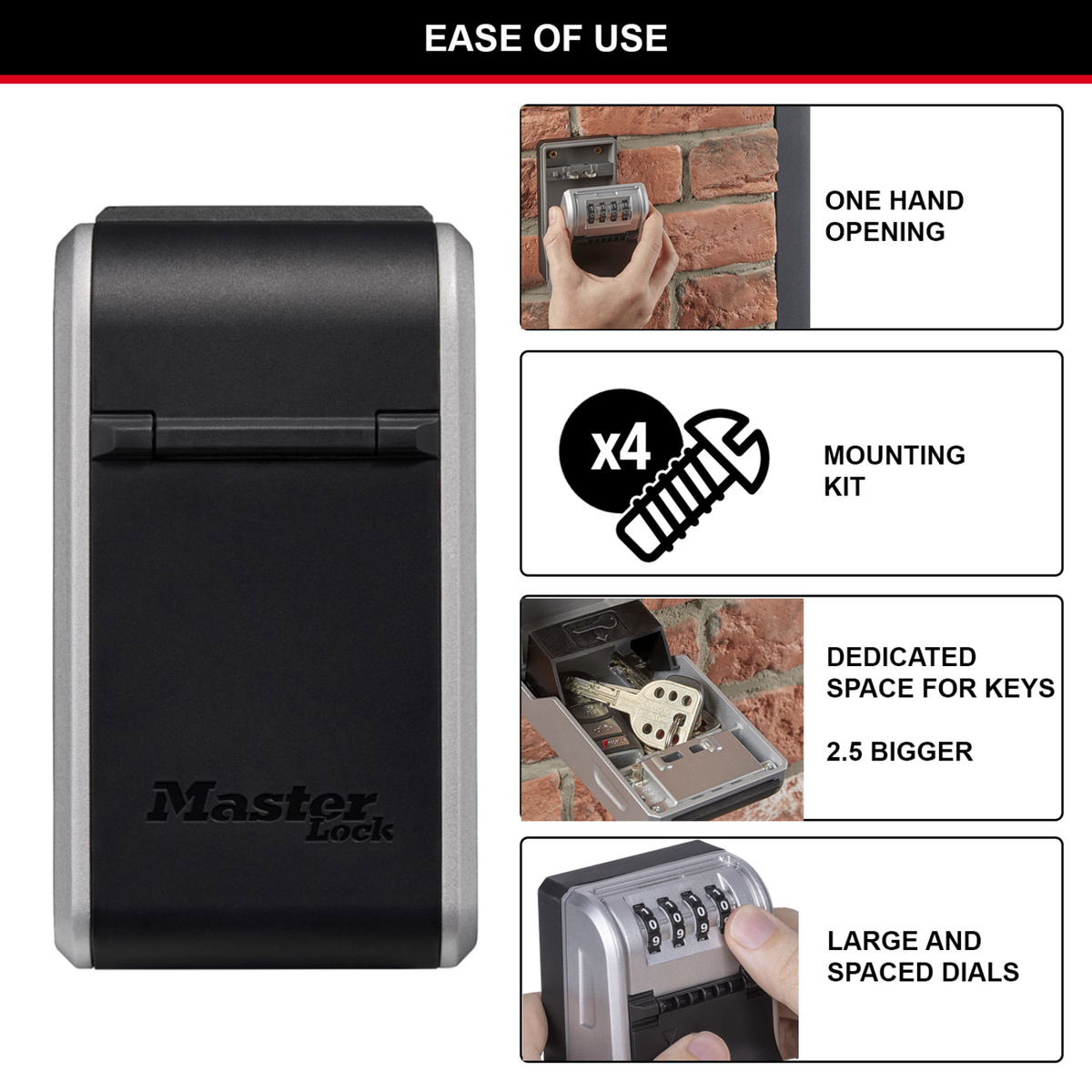 Master Lock Wall Mount Key Safe - 10 Keys - 76mm x 136mm - Durable Steel - SuperSaverAU - view 2