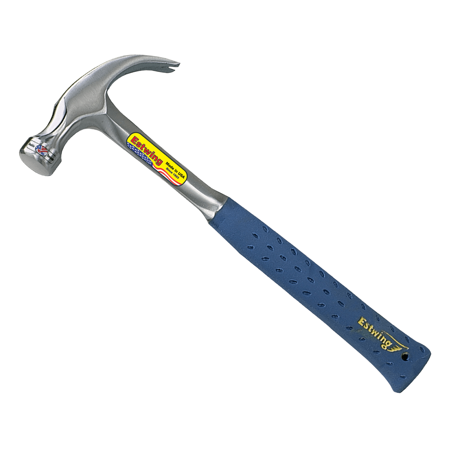 Estwing 20oz Vinyl Grip Claw Hammer, One-Piece Polished Steel, 343mm Handle