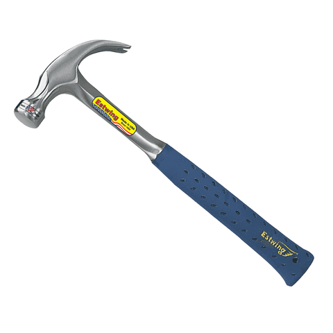 Estwing 20oz Vinyl Grip Claw Hammer, One-Piece Polished Steel, 343mm Handle