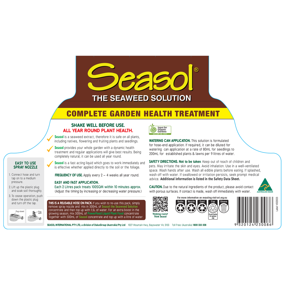 Seasol Hose On Complete Garden Health Treatment Twin Pack - 2 x 2L
