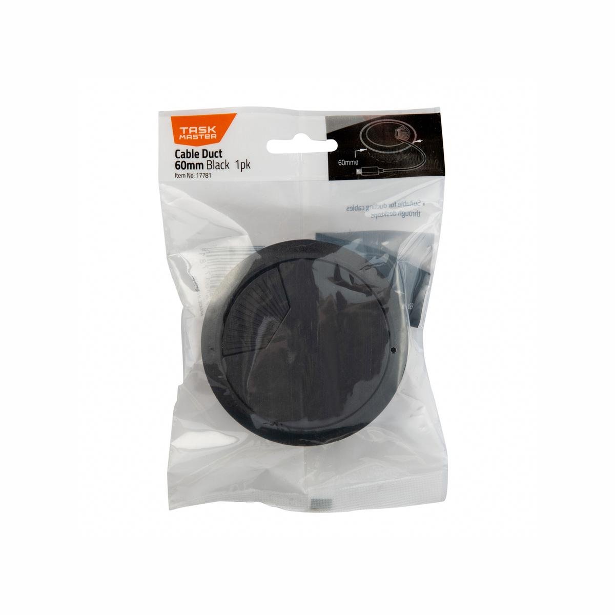 Taskmaster 60mm Black Cable Duct - Cable Management Solution - Easy Install - SuperSaverAU - view 1