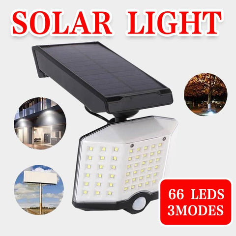 66 LED Solar Motion Sensor Light, Outdoor Wall Security Lamp with 3 Heads