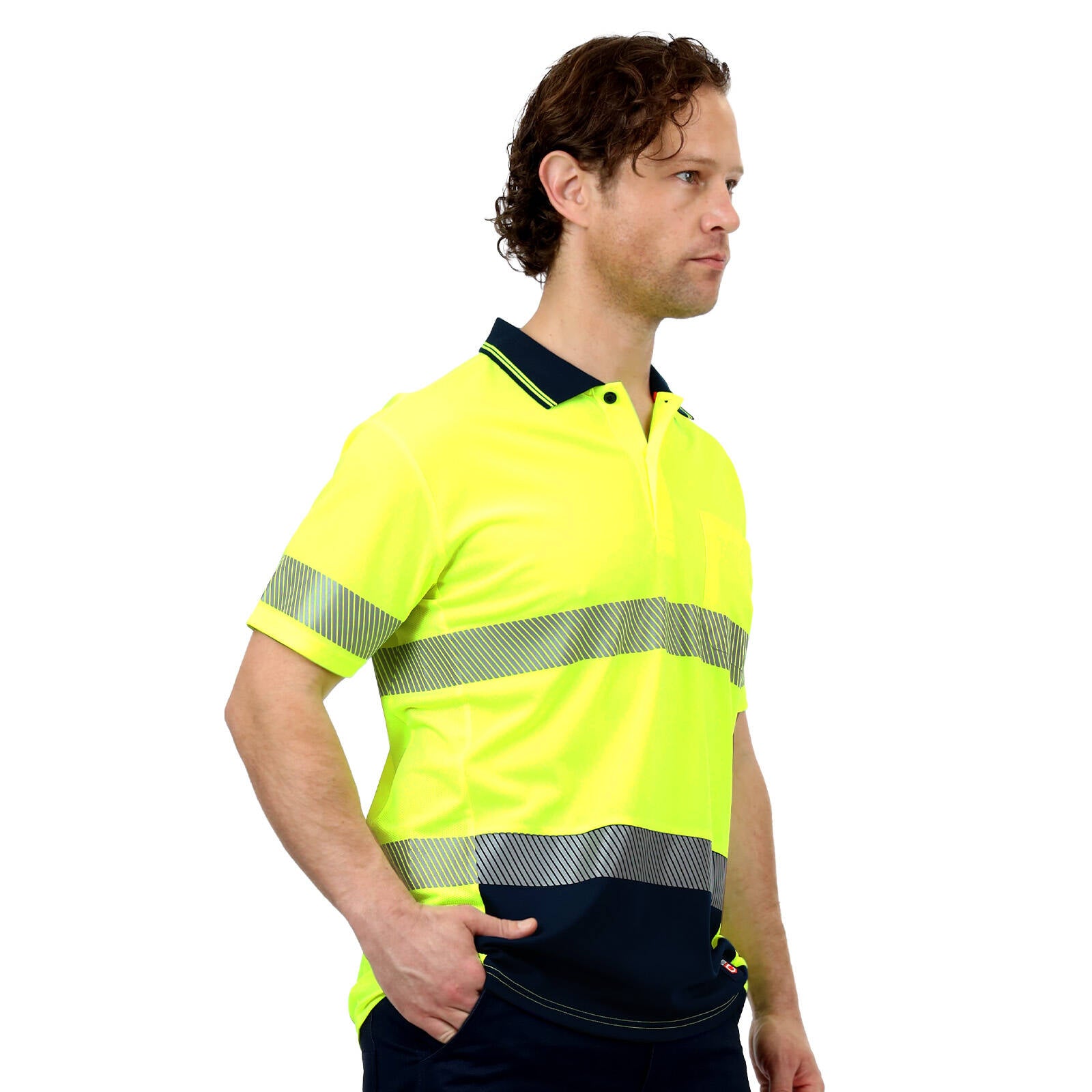 Citeco Yellow Hi Vis Short Sleeve Polo - Reflective Polyester, Men's Large