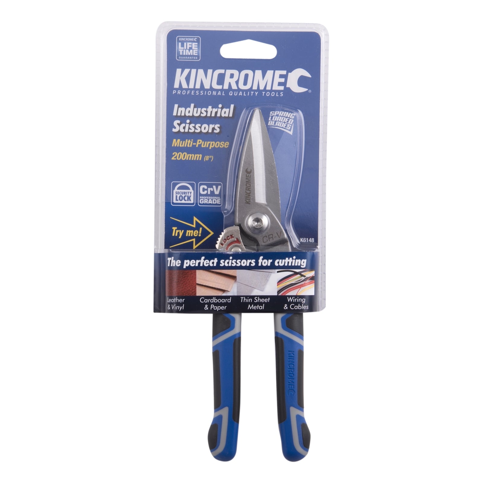 Kincrome 200mm Multi-Purpose Industrial Scissors Chrome Vanadium Steel