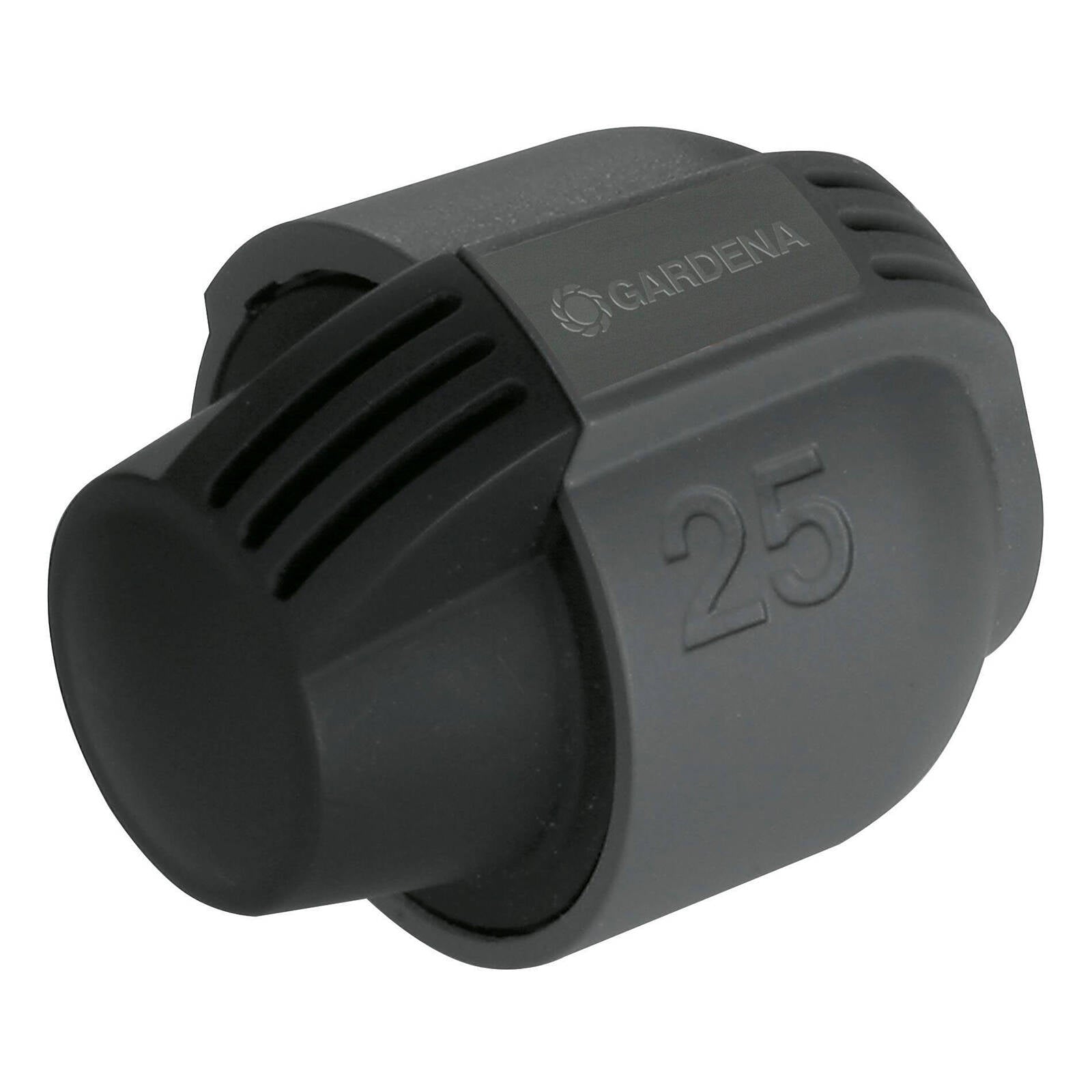 GARDENA 25mm Pipeline End Piece in Black/Dark Grey High-Impact Plastic