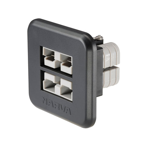 Narva Hdrv Dual Flush Mount 50A Connector 71mm x 69mm x 48mm - Black - Heavy-Duty - SuperSaverAU - view 1
