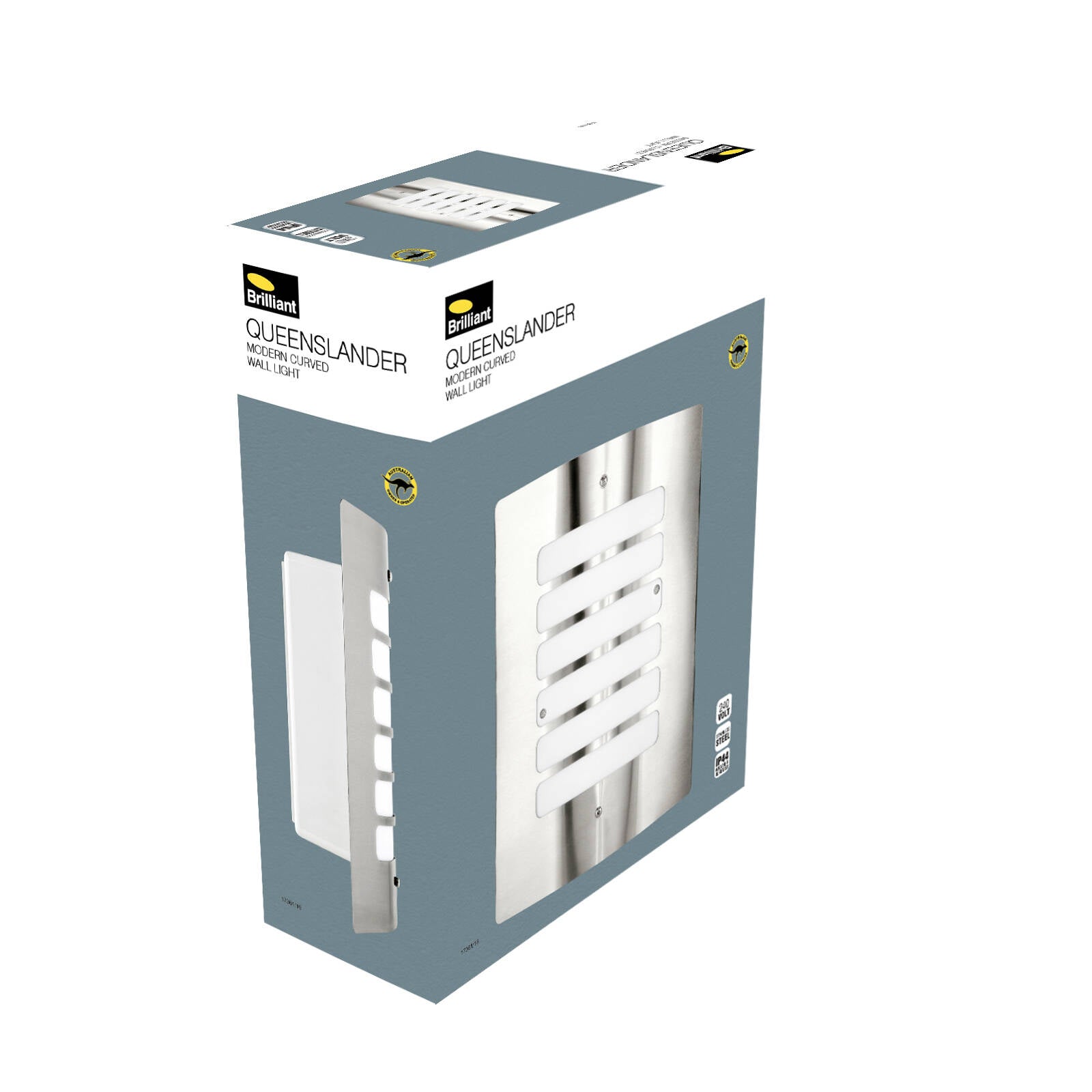 Brilliant Lighting Queenslander Curved Outdoor Wall Light E27 Stainless Steel Hardwired 17361/16