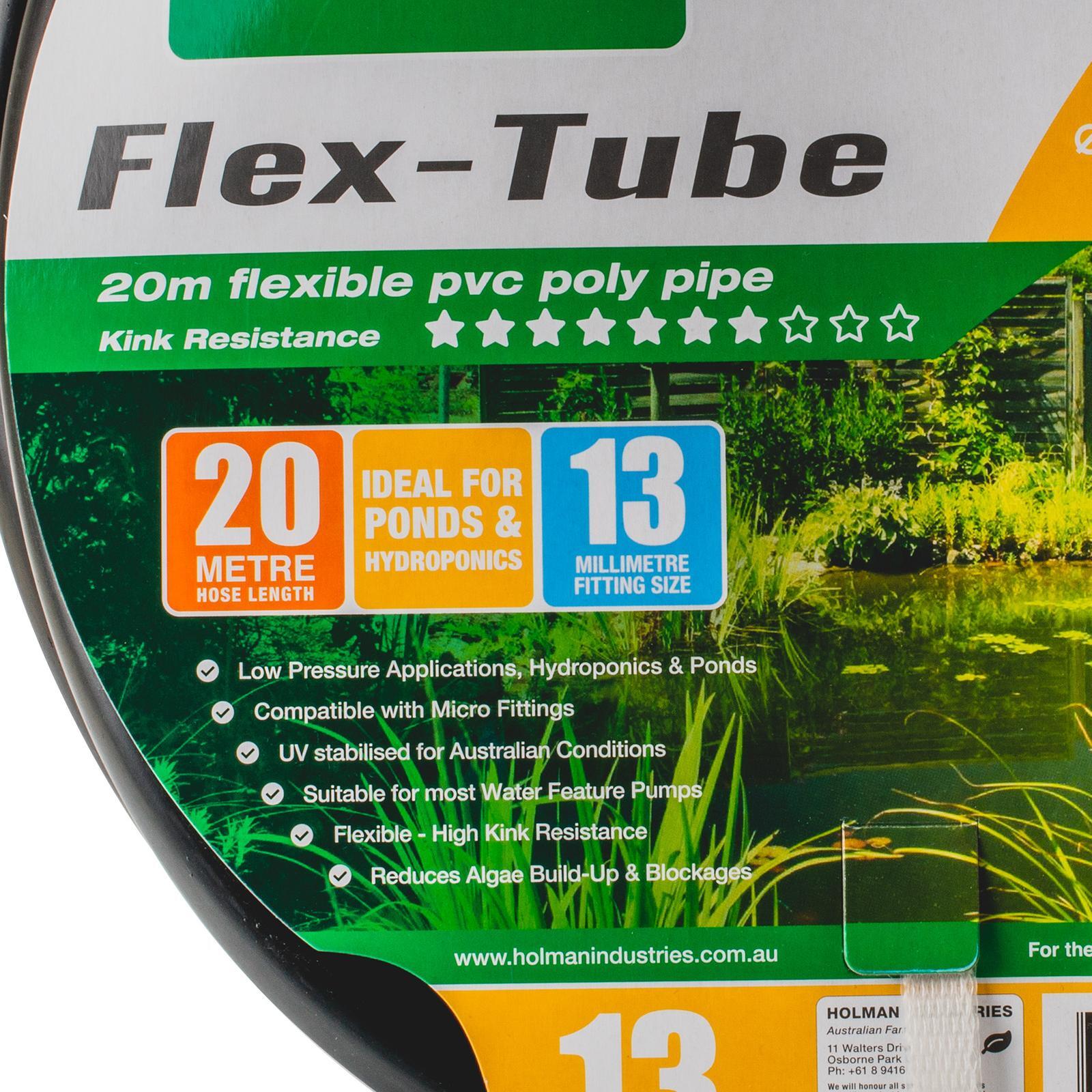 Holman 13mm x 20m Black Flexible PVC Flex Tube, Ponds, Water Features, Hydroponics