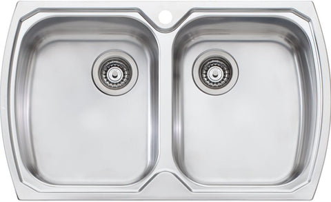 Oliveri Monet Double Bowl Topmount Sink - No Drainer - Colander and Utility Tray Included - MO763