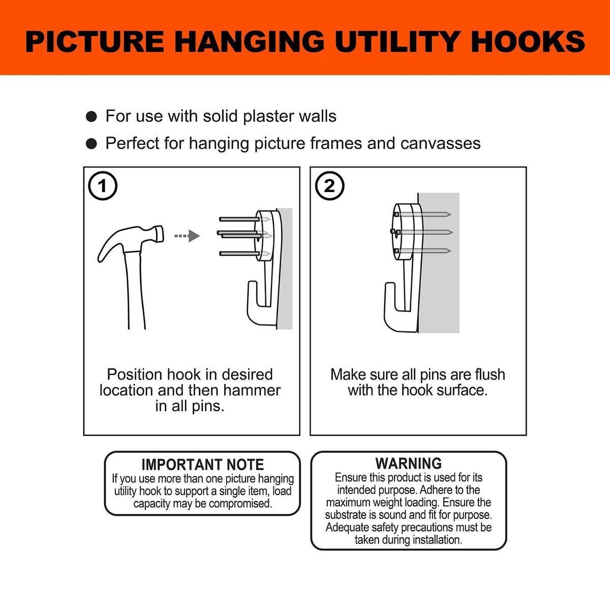 Everhang 6kg White Plastic Picture Hanging Utility Hook - 3 Pack