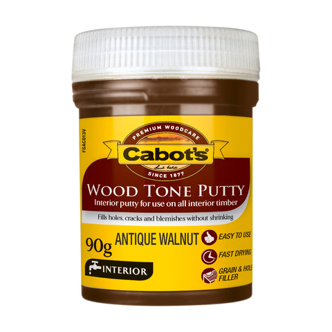 Cabot's Wood Tone Putty 90g Antique Walnut, Water-Based Interior Timber Hole & Crack Filler