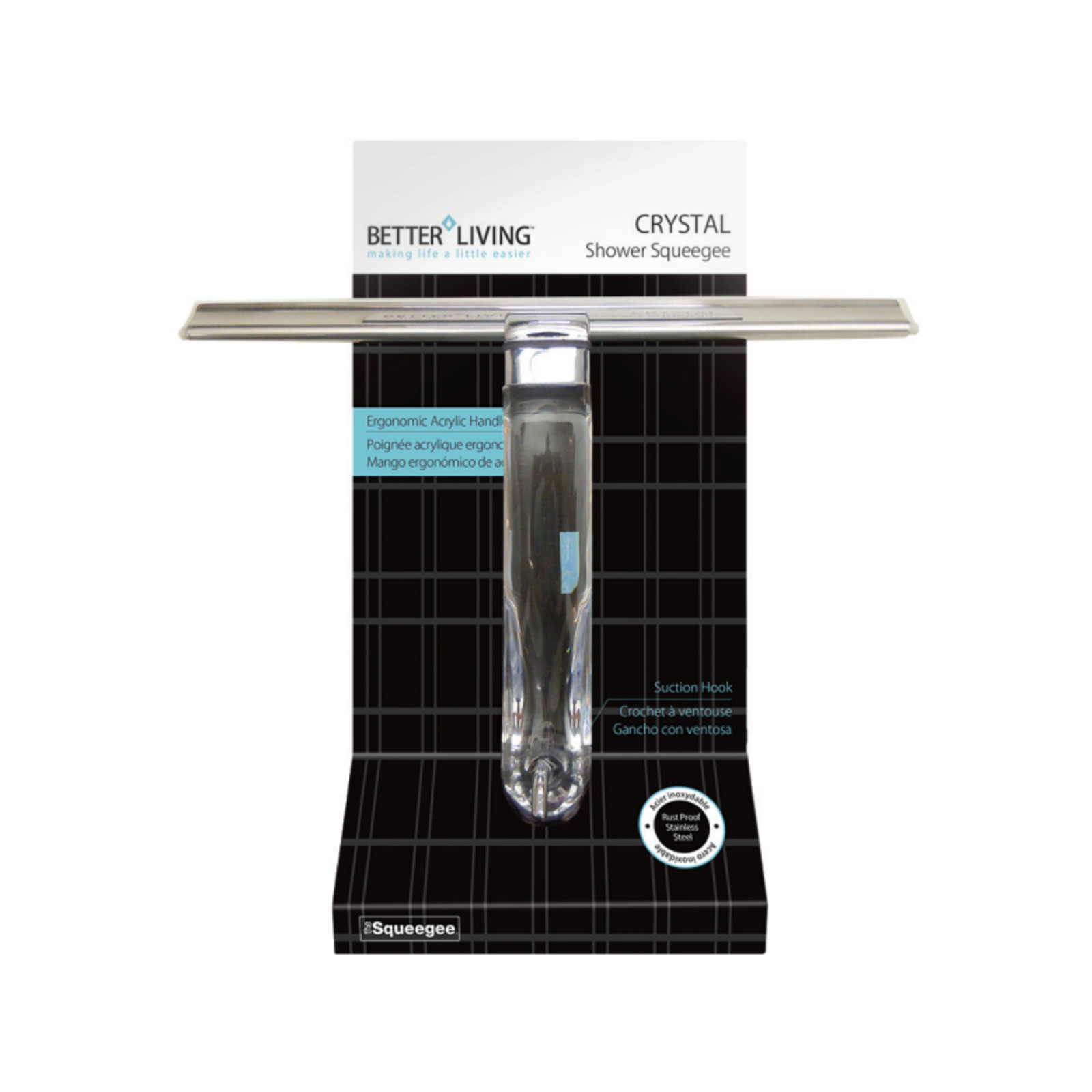 Better Living Crystal Shower Squeegee Clear Acrylic with Suction Mount