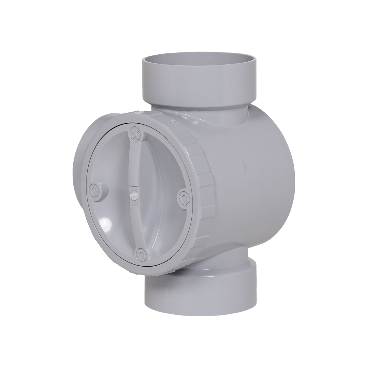 Rain Harvesting 90mm 3-Way Water Diverter, Grey PVC Push-Fit