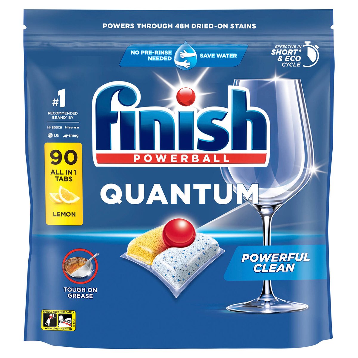 Finish Quantum Lemon Dishwasher Tablets 90 Pack with Powerball, No Pre-Rinse
