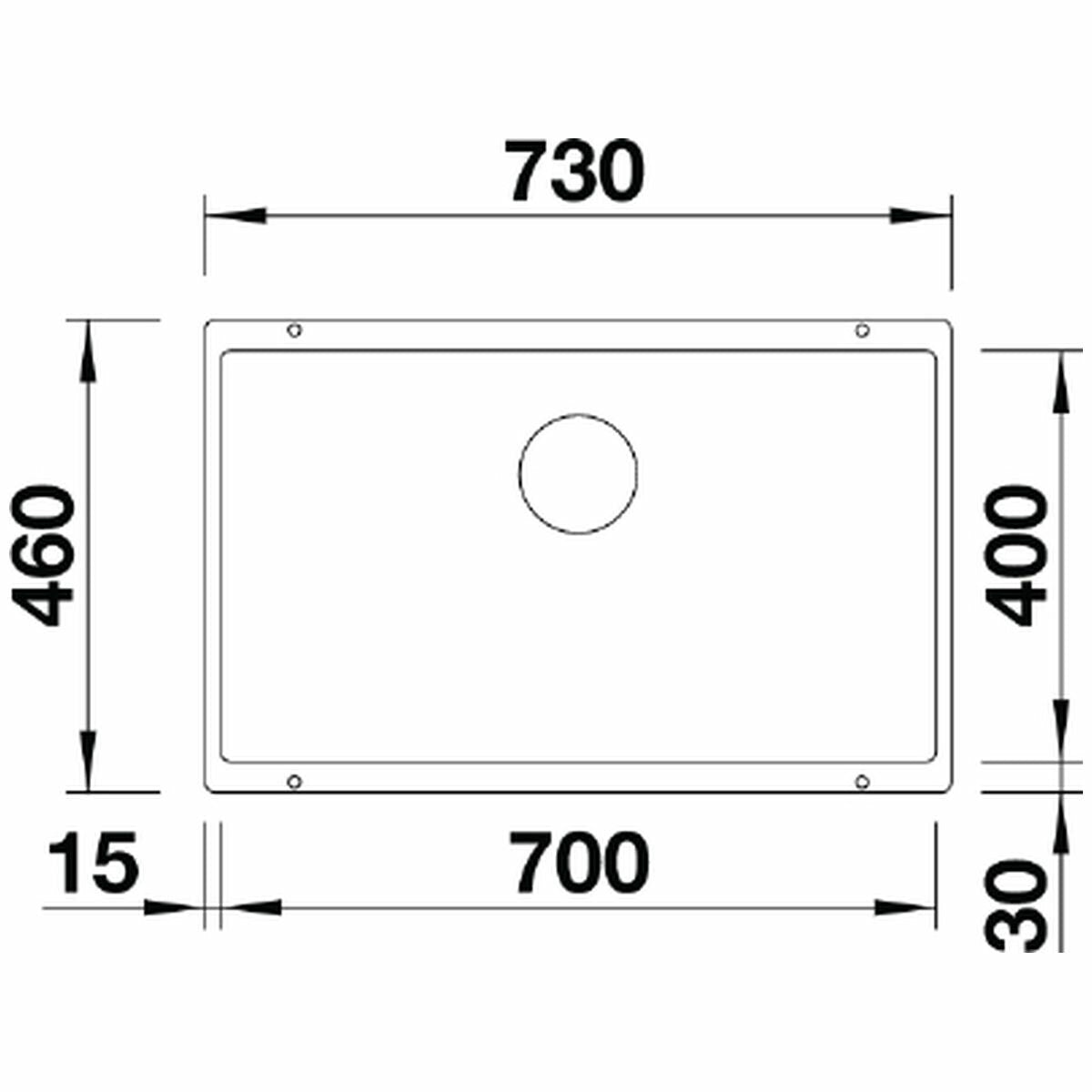 Blanco SUBLINE large single bowl undermount sink - Black Silgranit, 53L bowl, overflow - SUBLINE700UBK5