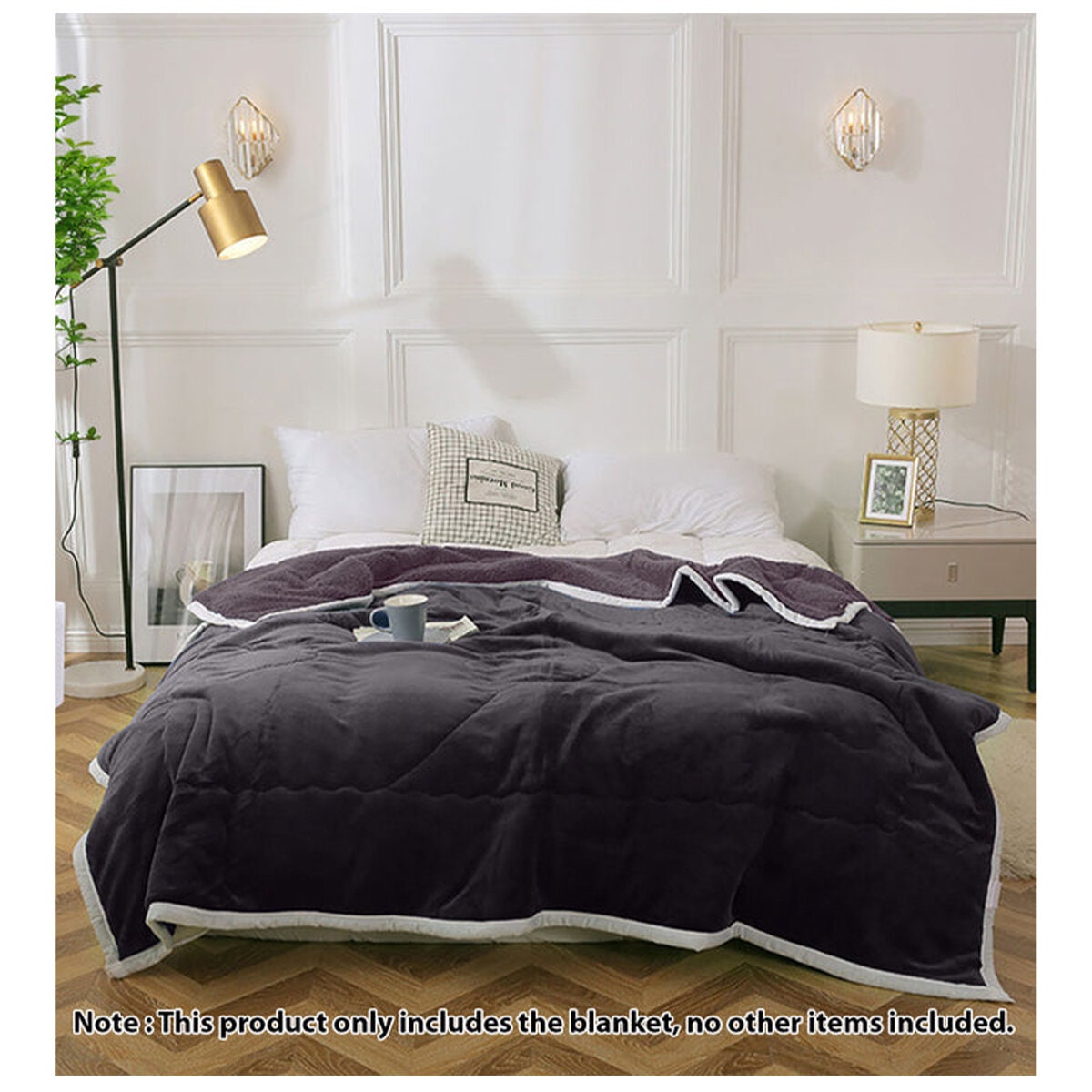 SOGA Dark Grey Throw Blanket - Queen Size, Flannel and Polyester, Machine Washable - BLANKET303