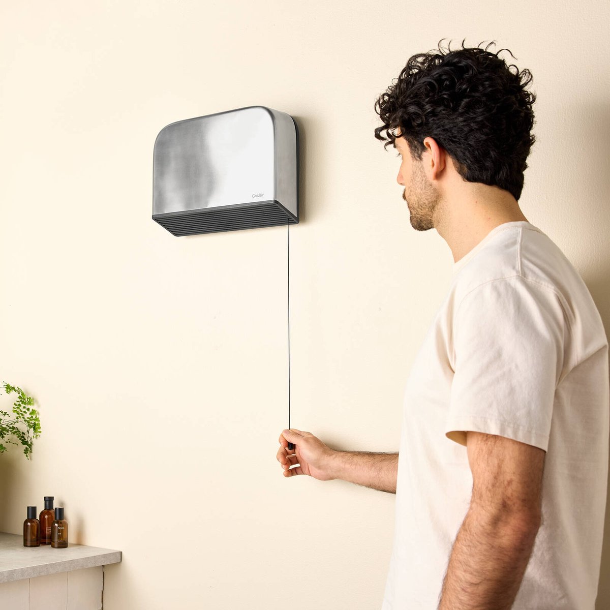 Goldair Stainless Steel Ceramic Pull Cord Bathroom Heater - 2000W/1000W - Silver - Wall Mountable - SuperSaverAU - view 5