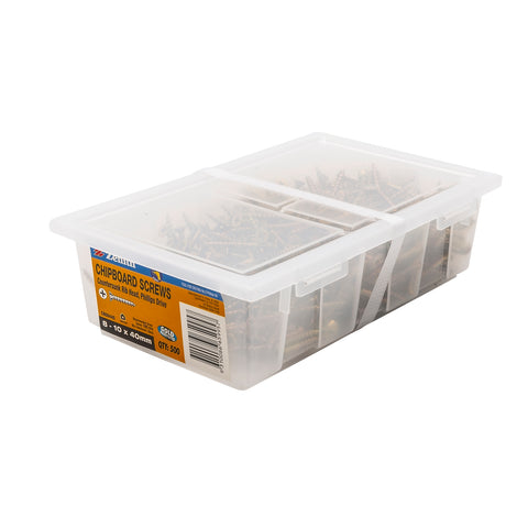 Zenith 8-10 x 40mm Gold Passivated Countersunk Rib Head Chipboard Screws - 500 Pack