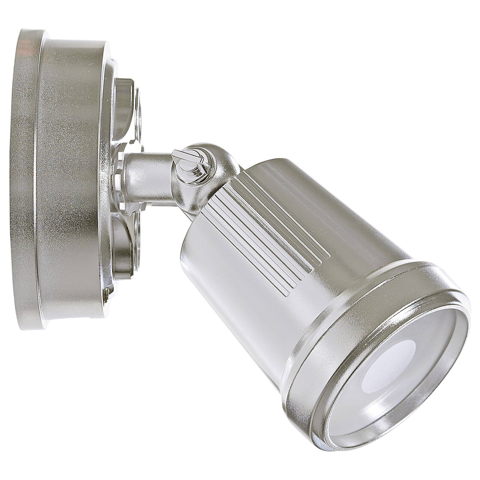 Brilliant Raptor III Twin 20W Outdoor Flood Light Satin Nickel, Adjustable Heads, Weather Resistant 22601/13