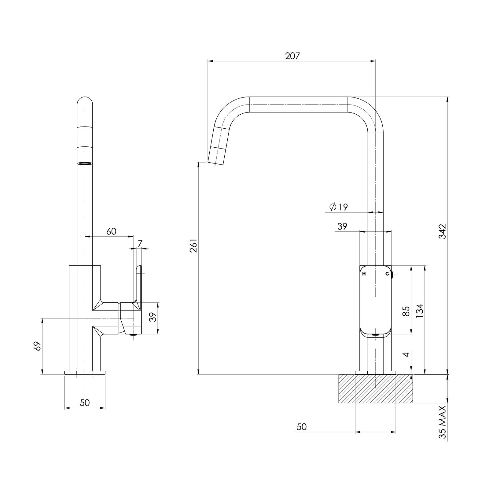 Mondella Overture Sink Mixer Brushed Brass Lead Free 35mm Cartridge 261mm Spout 4 Star WELS