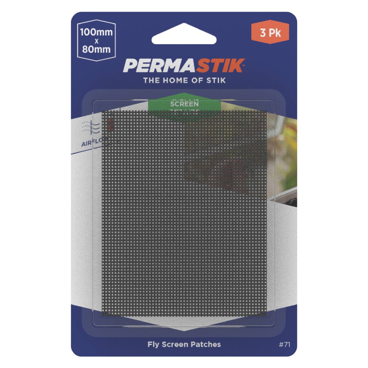 Permastik 100 x 80mm Black Fibreglass Adhesive Screen Patches - 3 Pack