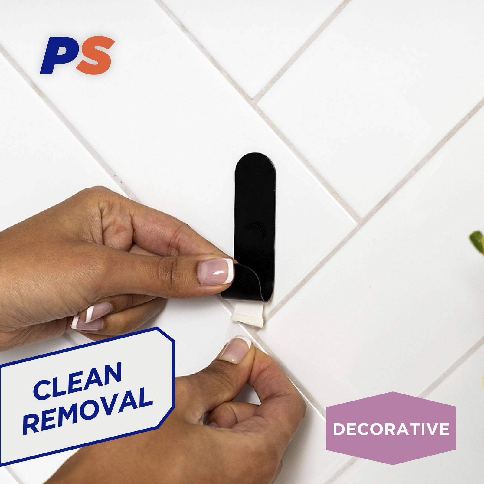 Permastik Black Stainless Steel Mixed Metal Adhesive Hooks 10 Pack