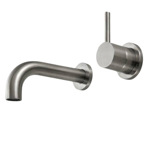 Rogerseller Tonic Up Wall Basin Mixer 150mm - 6 Star WELS - Brushed Nickel Finish - 3606014307