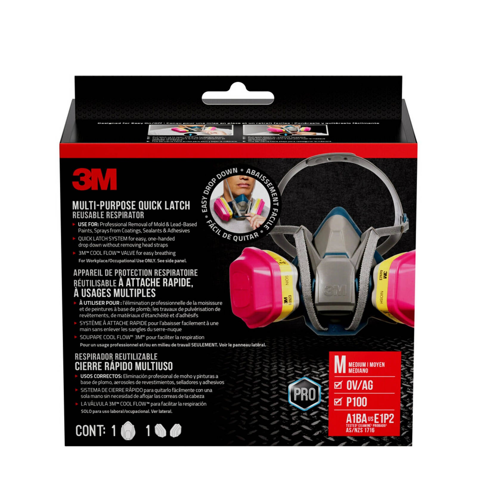 3M Grey Multi-Purpose Quick Latch Respirator Cool Flow Valve Silicon