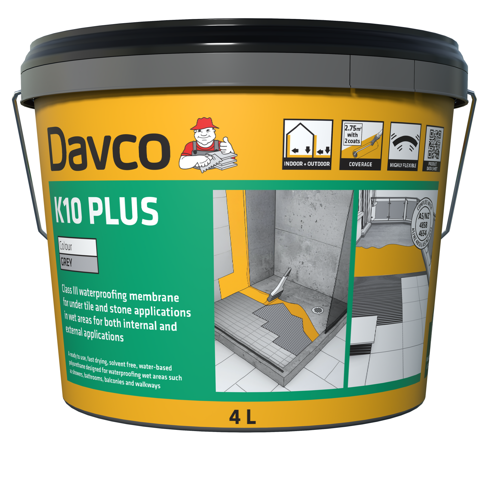 Davco K10 Plus 4L Grey Waterproofing Membrane Class III
