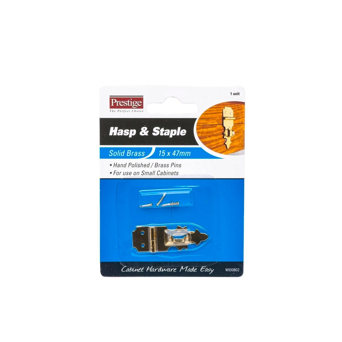 Prestige 15 x 47 x 0.5mm Polished Brass Decorative Hasp and Staple