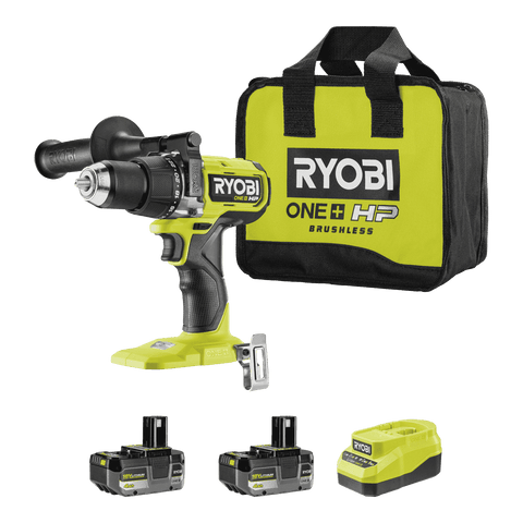 Ryobi 18V ONE+ HP Brushless High Torque Hammer Drill Kit R18XPD242B, 2 x 4Ah