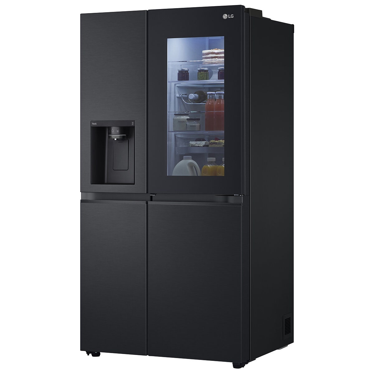 LG 635L Side by Side InstaView Fridge Freezer - Matte Black with Plumbed Ice and Water - GS-V600MBLC