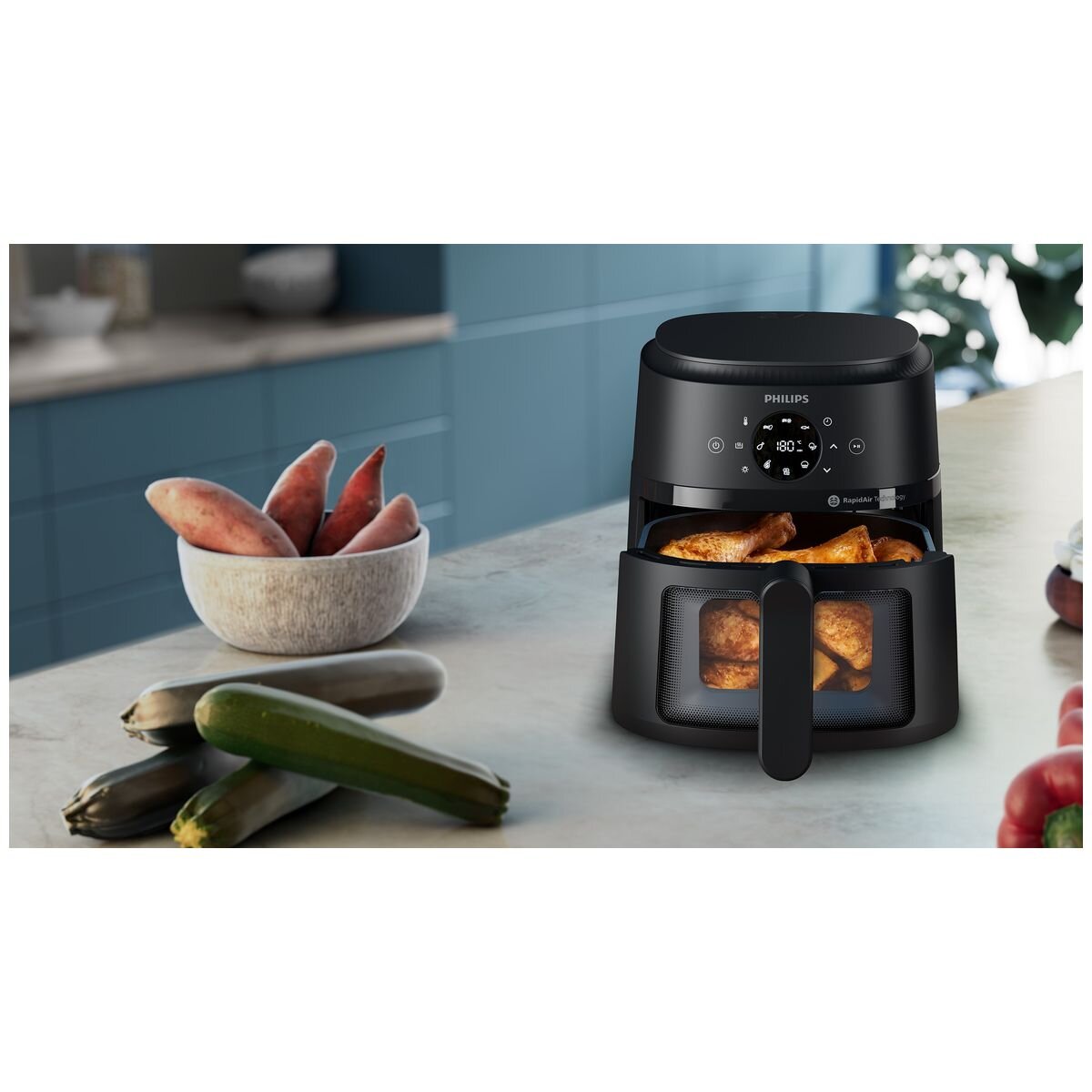 Philips 2000 Series 4.2L Airfryer L - RapidAir Technology, Cooking Window, Black - NA220-00