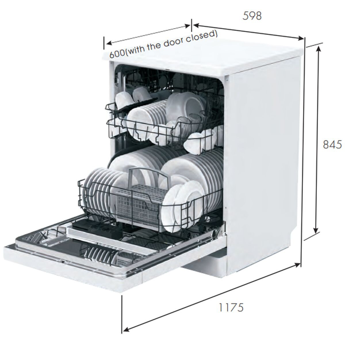 Euro Appliances 60cm Freestanding Dishwasher - 14 Place Settings, Stainless Steel, Extra Dry - OE60D14S1